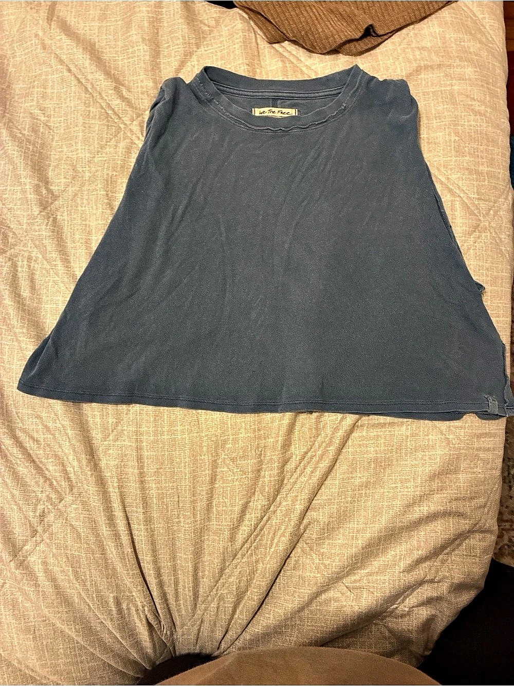 We The Free Gray Distressed Tank Top